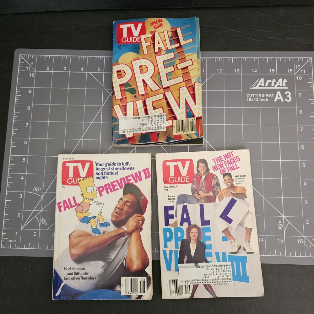 TV Guide 1990 Lot of 3 Sept 1990 Special Issue Fall Preview Washington Baltimore